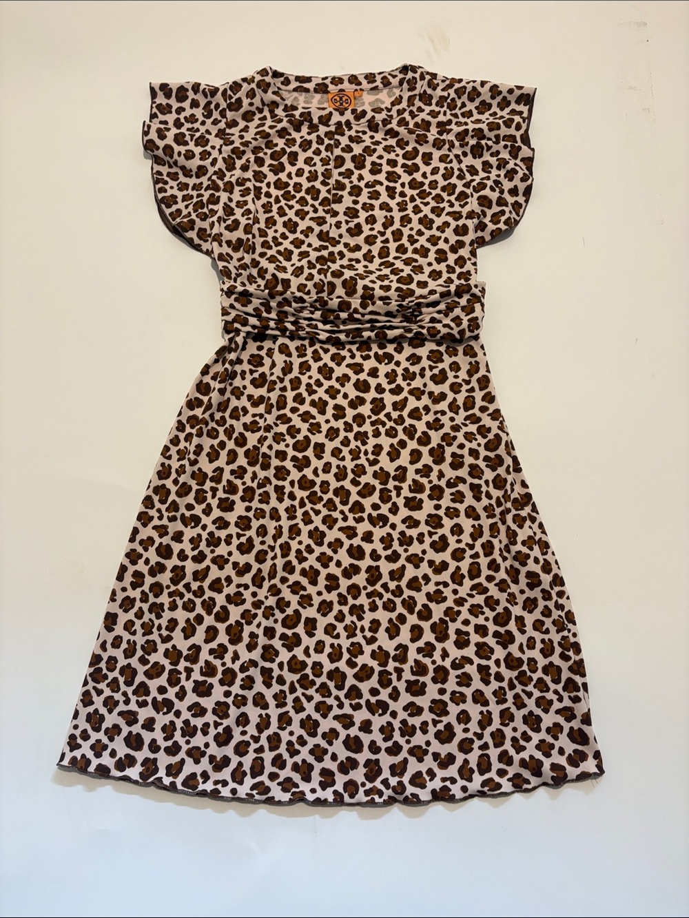 Tory Burch Leopard Print Mini Dress - Cream/Brown/Black